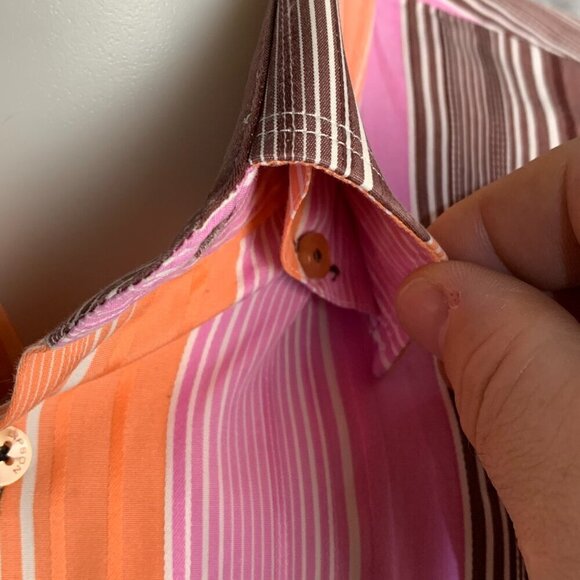 Jack Lipson Sport Casual Striped Print Flip Cuff Shirt - Picture 3 of 13